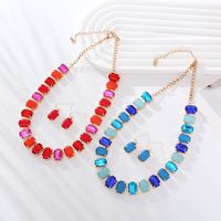 Elegant Luxurious Square Alloy Plating Inlay Glass Gold Plated Women's Earrings Necklace main image 4