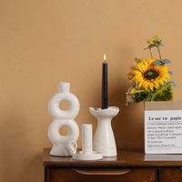 Retro Simple Style Solid Color Ceramics Candlestick main image 1