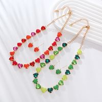 Elegant Luxurious Heart Shape Alloy Plating Inlay Glass Gold Plated Women's Necklace main image 4