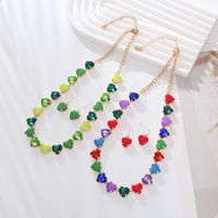 Elegant Luxurious Heart Shape Alloy Plating Inlay Glass Gold Plated Women's Necklace main image 3