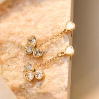 1 Pair Simple Style Heart Shape Plating Inlay 304 Stainless Steel Zircon 18K Gold Plated Drop Earrings Ear Studs main image 6