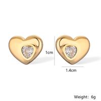 1 Pair Simple Style Heart Shape Plating Inlay 304 Stainless Steel Zircon 18K Gold Plated Drop Earrings Ear Studs main image 2