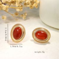 1 Pair Retro Ethnic Style Geometric Inlay Metal Artificial Gemstones Natural Stone Gold Plated Silver Plated Ear Cuffs main image 4