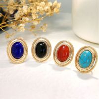 1 Pair Retro Ethnic Style Geometric Inlay Metal Artificial Gemstones Natural Stone Gold Plated Silver Plated Ear Cuffs main image 8