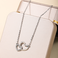 Ig Style Sweet Simple Style Heart Shape Alloy Plating Inlay Rhinestones Women's Necklace main image 6