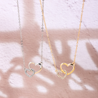 Ig Style Sweet Simple Style Heart Shape Alloy Plating Inlay Rhinestones Women's Necklace main image 3