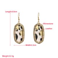 1 Pair Glam Retro Leopard Plating Inlay Pu Leather Alloy Rhinestones Gold Plated Drop Earrings main image 2