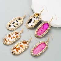 1 Pair Glam Retro Leopard Plating Inlay Pu Leather Alloy Rhinestones Gold Plated Drop Earrings main image 1