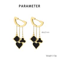 1 Pair Simple Style Square Heart Shape Chain Inlay Stainless Steel Shell 18K Gold Plated Drop Earrings main image 2