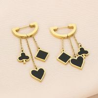 1 Pair Simple Style Square Heart Shape Chain Inlay Stainless Steel Shell 18K Gold Plated Drop Earrings main image 6