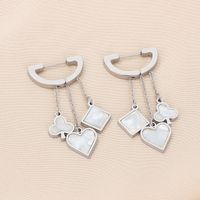 1 Pair Simple Style Square Heart Shape Chain Inlay Stainless Steel Shell 18K Gold Plated Drop Earrings main image 4
