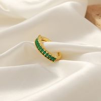 Casual Simple Style Commute Geometric Copper Plating Inlay Carving Zircon 18k Gold Plated Open Rings main image 6