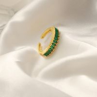 Casual Simple Style Commute Geometric Copper Plating Inlay Carving Zircon 18k Gold Plated Open Rings main image 8