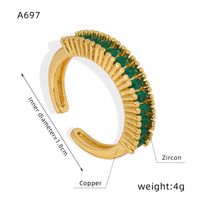 Casual Simple Style Commute Geometric Copper Plating Inlay Carving Zircon 18k Gold Plated Open Rings main image 2