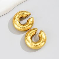 1 Paire Rétro Géométrique Placage Acier Au Titane Plaqué Or 18k Clips D'oreille sku image 2