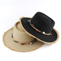 Women's Simple Style Color Block Wide Eaves Straw Hat main image 1