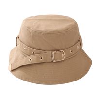 Unisex Simple Style Solid Color Belt Buckle Wide Eaves Bucket Hat main image 5