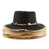 Women's Simple Style Color Block Wide Eaves Straw Hat main image 4
