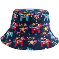 Unisex Casual Simple Style Cartoon Horse Printing Wide Eaves Bucket Hat main image 3