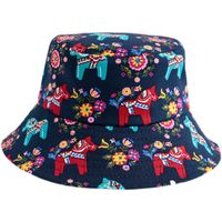 Unisex Lässig Einfacher Stil Karikatur Pferd Drucken Breite Traufen Bucket Hat main image 3