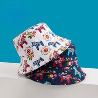 Unisex Casual Simple Style Cartoon Horse Printing Wide Eaves Bucket Hat main image 1