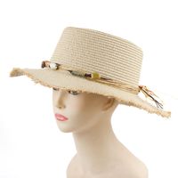 Women's Simple Style Color Block Wide Eaves Straw Hat main image 5