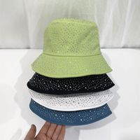 Women's Casual Elegant Solid Color Rhinestone Wide Eaves Bucket Hat main image 1