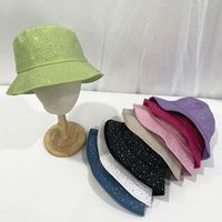 Women's Casual Elegant Solid Color Rhinestone Wide Eaves Bucket Hat main image 4