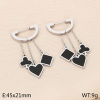 1 Pair Simple Style Square Heart Shape Chain Inlay Stainless Steel Shell 18K Gold Plated Drop Earrings sku image 2