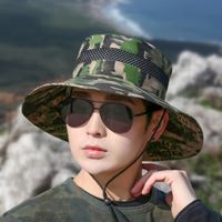 Men's Retro Simple Style Camouflage Wide Eaves Sun Hat main image 5