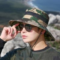 Men's Retro Simple Style Camouflage Wide Eaves Sun Hat main image 3