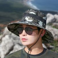 Men's Retro Simple Style Camouflage Wide Eaves Sun Hat main image 6