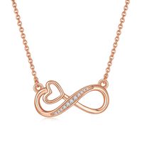 Elegant Simple Style Infinity Heart Shape Sterling Silver Moissanite Rose Gold Plated Silver Plated Pendant Necklace main image 7