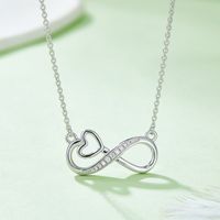 Elegant Simple Style Infinity Heart Shape Sterling Silver Moissanite Rose Gold Plated Silver Plated Pendant Necklace main image 3