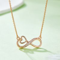 Elegant Simple Style Infinity Heart Shape Sterling Silver Moissanite Rose Gold Plated Silver Plated Pendant Necklace main image 4
