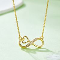 Elegant Simple Style Infinity Heart Shape Sterling Silver Moissanite Rose Gold Plated Silver Plated Pendant Necklace main image 5