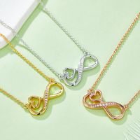 Elegant Simple Style Infinity Heart Shape Sterling Silver Moissanite Rose Gold Plated Silver Plated Pendant Necklace main image 1