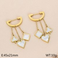 1 Pair Simple Style Square Heart Shape Chain Inlay Stainless Steel Shell 18K Gold Plated Drop Earrings sku image 3