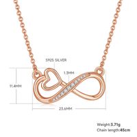 Elegant Simple Style Infinity Heart Shape Sterling Silver Moissanite Rose Gold Plated Silver Plated Pendant Necklace sku image 1