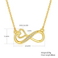 Elegant Einfacher Stil Unendlichkeit Herzform Sterling Silber Moissanit Rosengoldbeschichtet Versilbert Halskette Mit Anhänger sku image 2