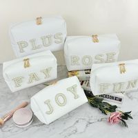 Vintage Style Classic Style Letter Pu Leather Square Makeup Bags main image 1