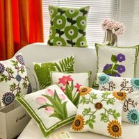 Vacation Flower Cotton And Linen Throw Pillow main image 6