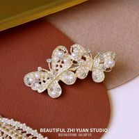 Ins Style Letter Flower Butterfly Imitation Pearl Alloy Plating Inlay Rhinestones Hair Clip sku image 93