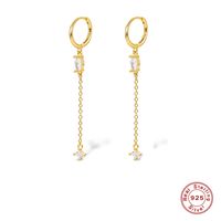 1 Pair Elegant Luxurious Shiny Water Droplets Tassel Plating Inlay Sterling Silver Turquoise Zircon 18k Gold Plated White Gold Plated Drop Earrings main image 6