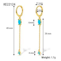 1 Pair Elegant Luxurious Shiny Water Droplets Tassel Plating Inlay Sterling Silver Turquoise Zircon 18k Gold Plated White Gold Plated Drop Earrings sku image 7