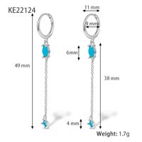1 Pair Elegant Luxurious Shiny Water Droplets Tassel Plating Inlay Sterling Silver Turquoise Zircon 18k Gold Plated White Gold Plated Drop Earrings sku image 8