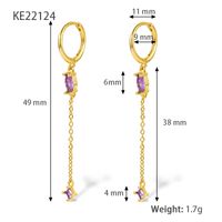 1 Pair Elegant Luxurious Shiny Water Droplets Tassel Plating Inlay Sterling Silver Turquoise Zircon 18k Gold Plated White Gold Plated Drop Earrings sku image 9