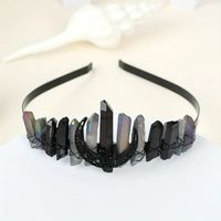 Women's Queen Wedding Bridal Solid Color Artificial Crystal Handmade Knitting Hair Band sku image 6