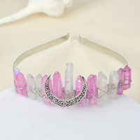 Women's Queen Wedding Bridal Solid Color Artificial Crystal Handmade Knitting Hair Band sku image 1