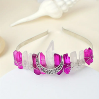 Women's Queen Wedding Bridal Solid Color Artificial Crystal Handmade Knitting Hair Band sku image 4